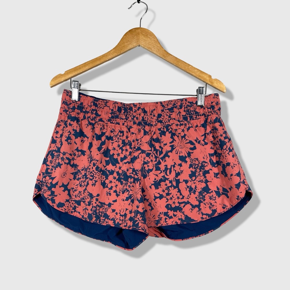 Lululemon Choose a Side Short Women 10 Blue Floral Athletic Running Activewear